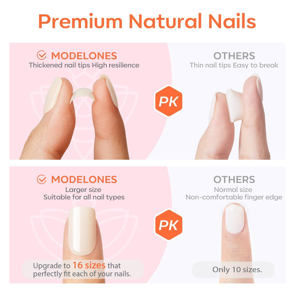 Modelones Nude French Tip Press-On Nails — 32-Piece Kit