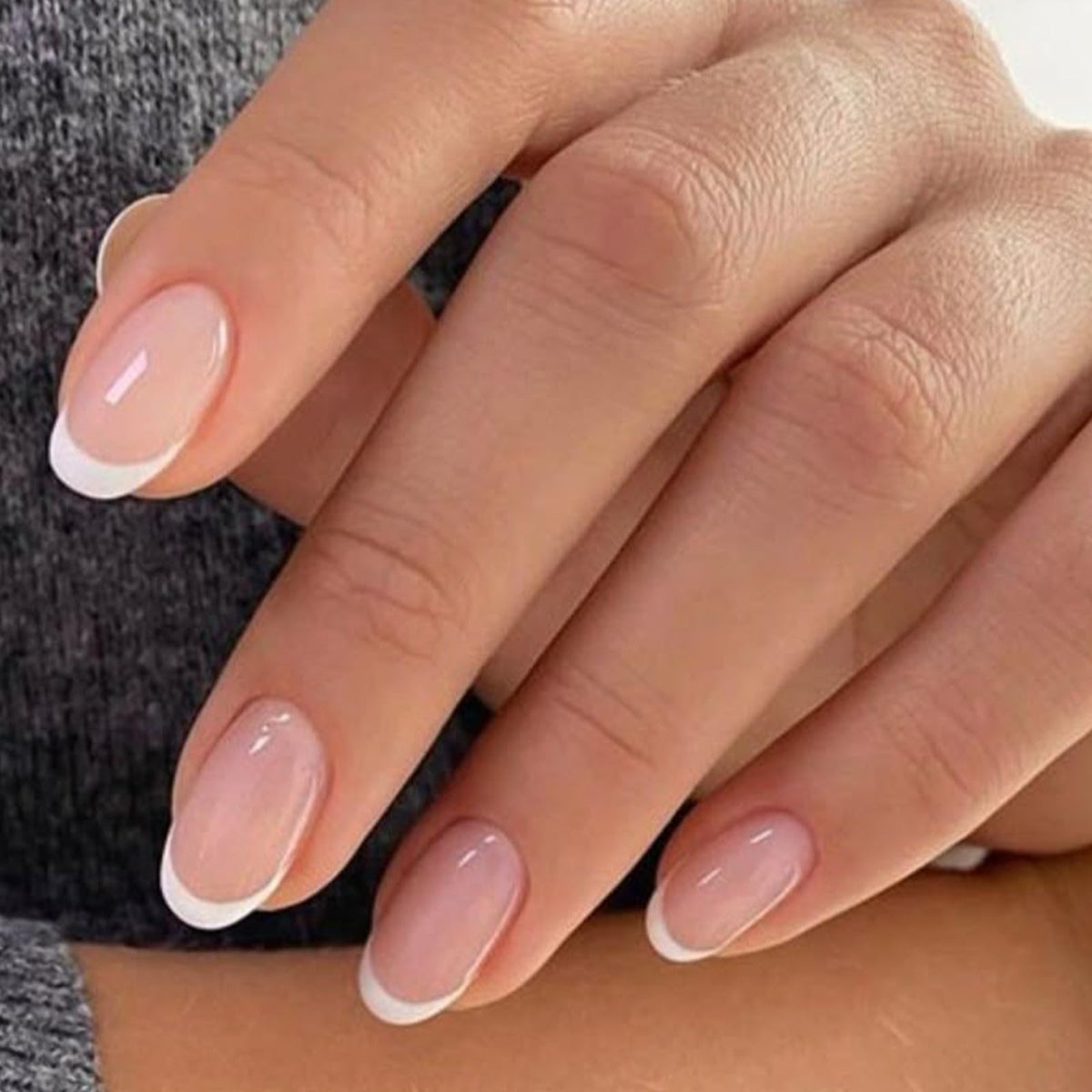 Modelones nude French-tip press-on nails 32-piece kit