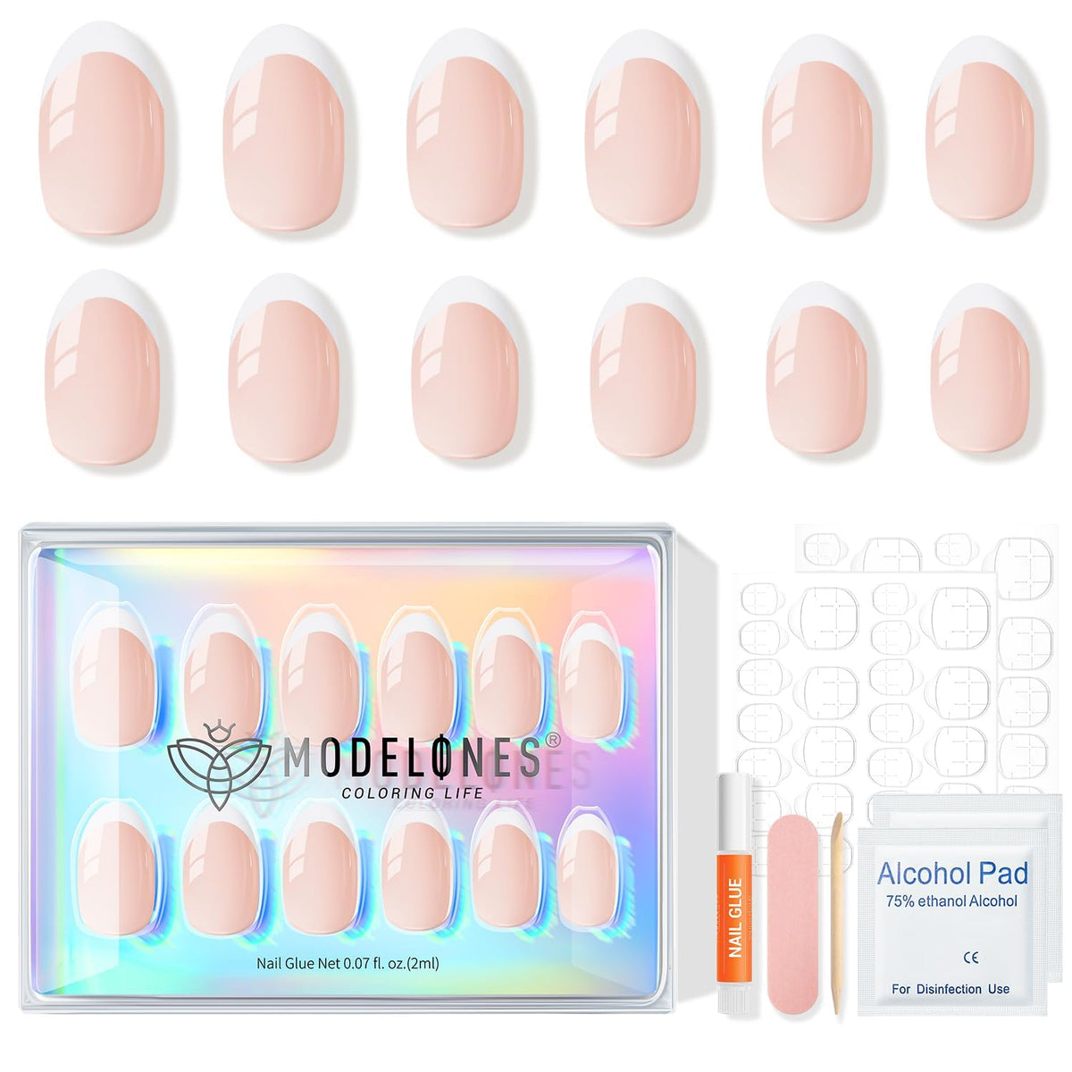 Modelones Nude French Tip Press-On Nails — 32-Piece Kit