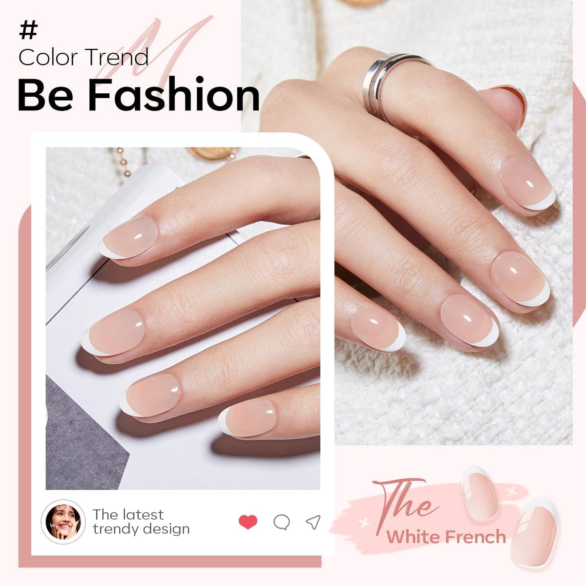 Modelones Nude French Tip Press-On Nails — 32-Piece Kit