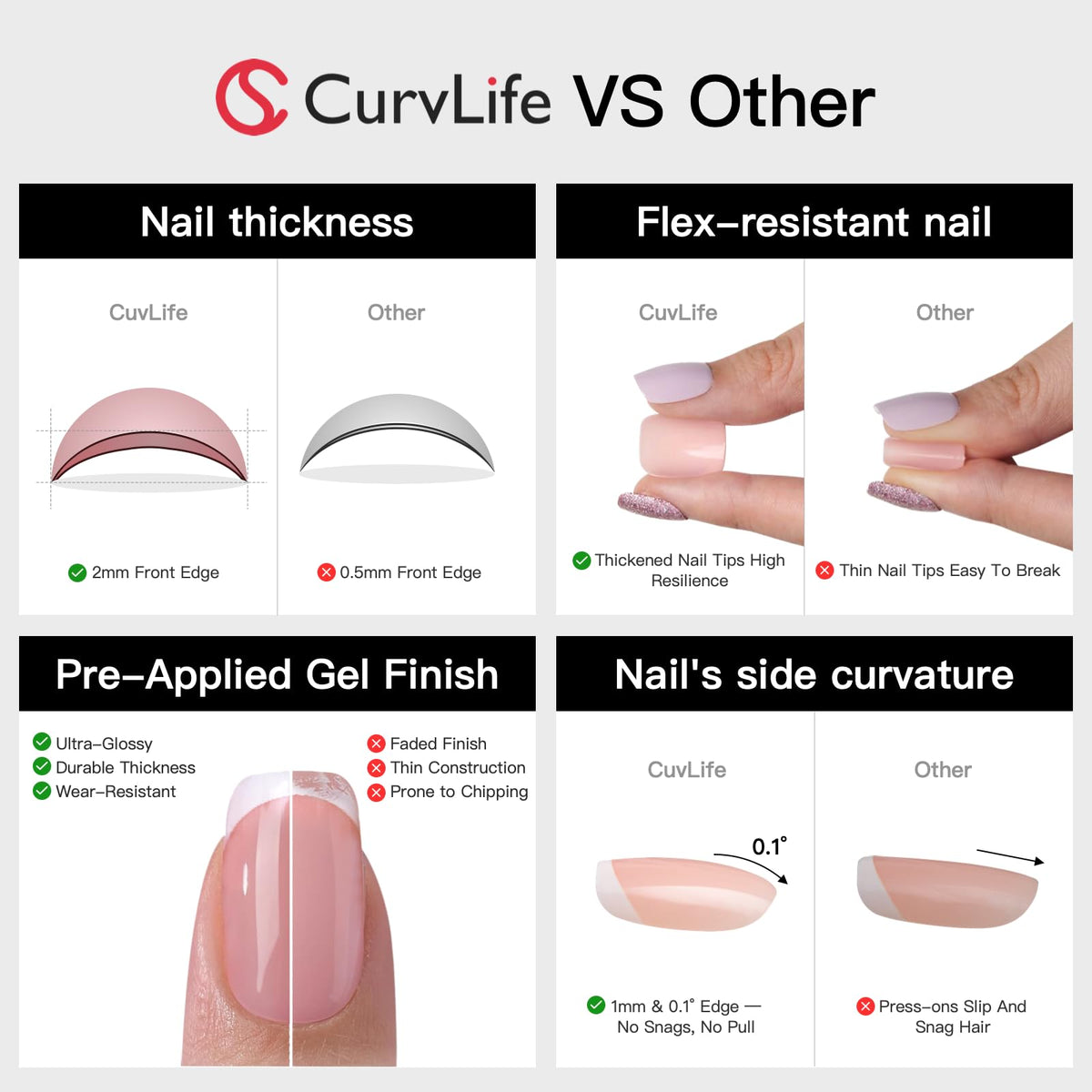 CurvLife Honey Peach Soft Gel Press-On Nails — 30-Piece Kit