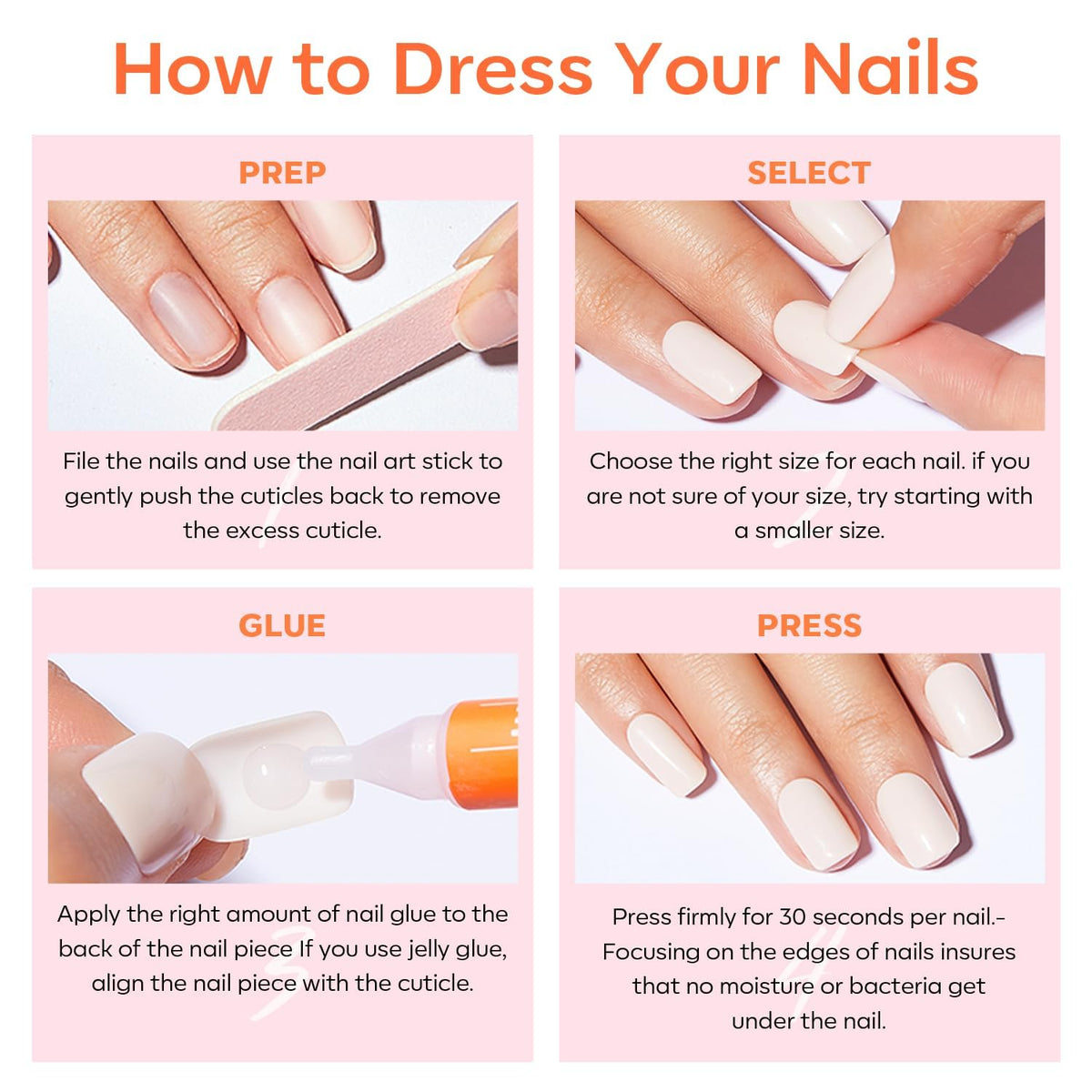 Modelones Nude French Tip Press-On Nails — 32-Piece Kit