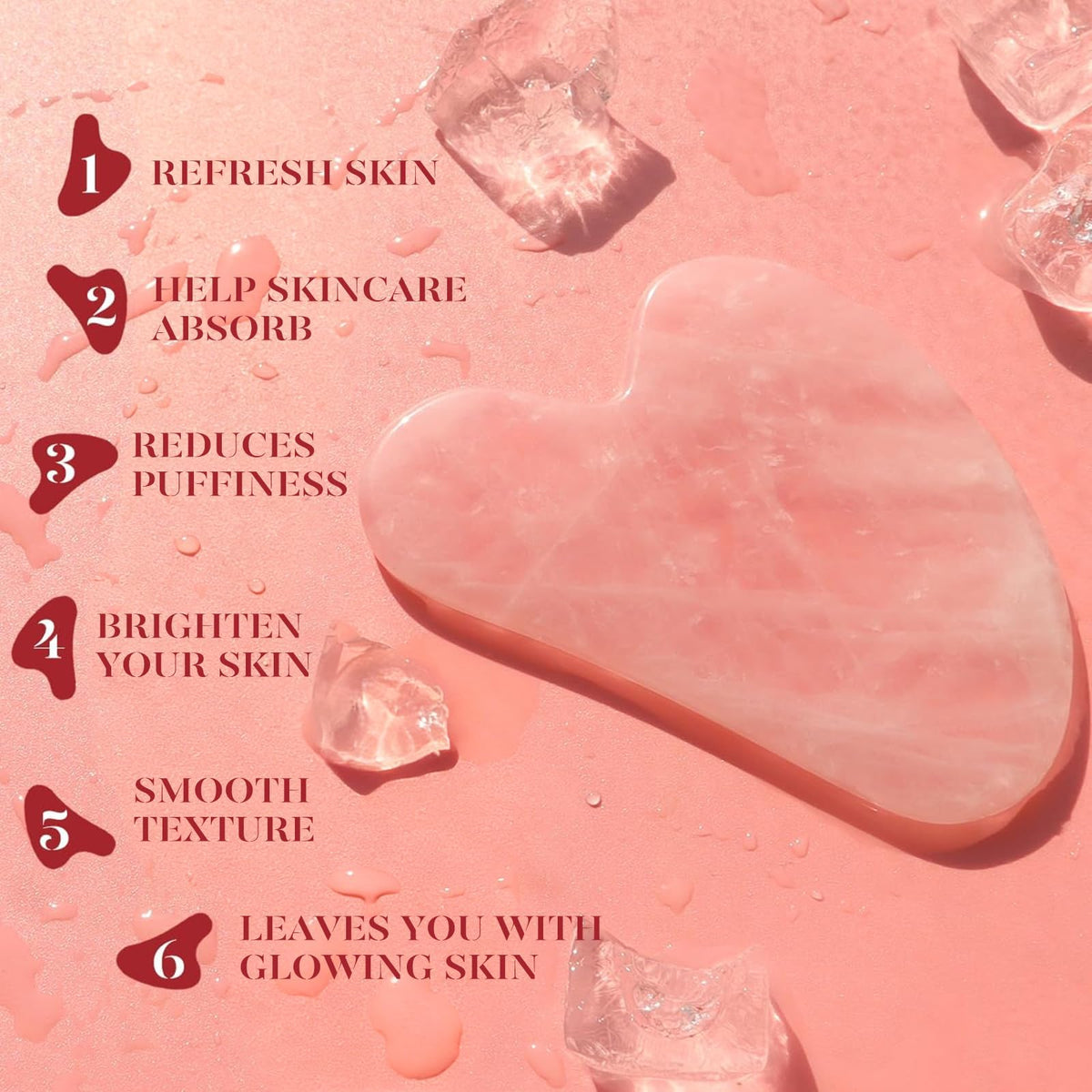BAIMEI Rose Quartz Face Roller & Gua Sha Set