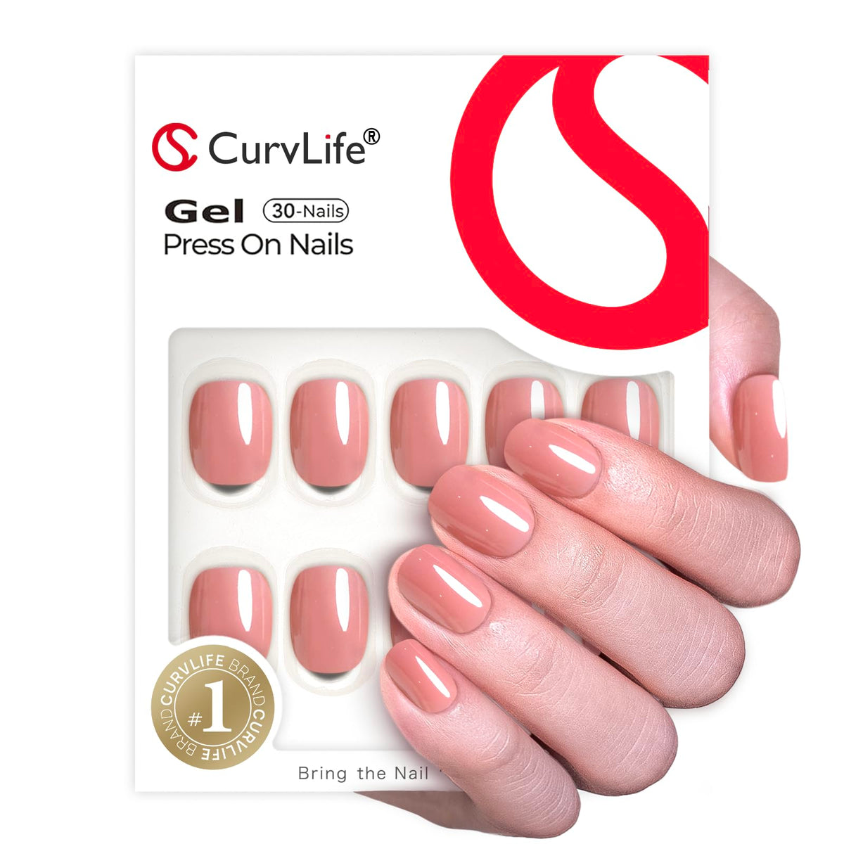 CurvLife Honey Peach Soft Gel Press-On Nails — 30-Piece Kit