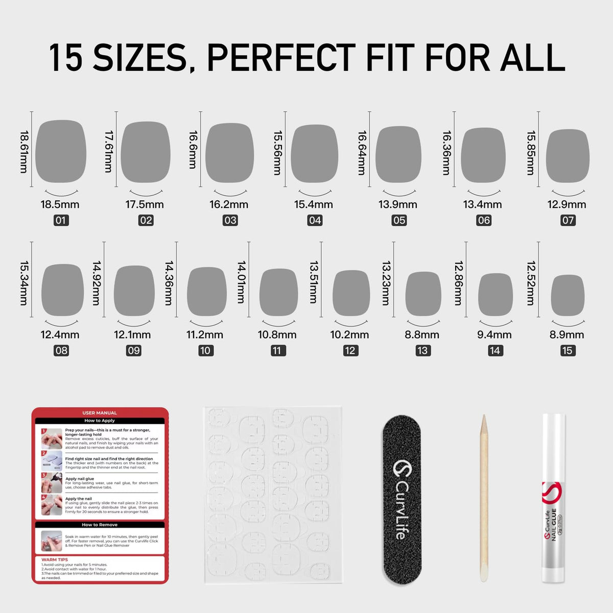 Curvlife French Gradient Pink Press-On Nails — 30-Piece Kit