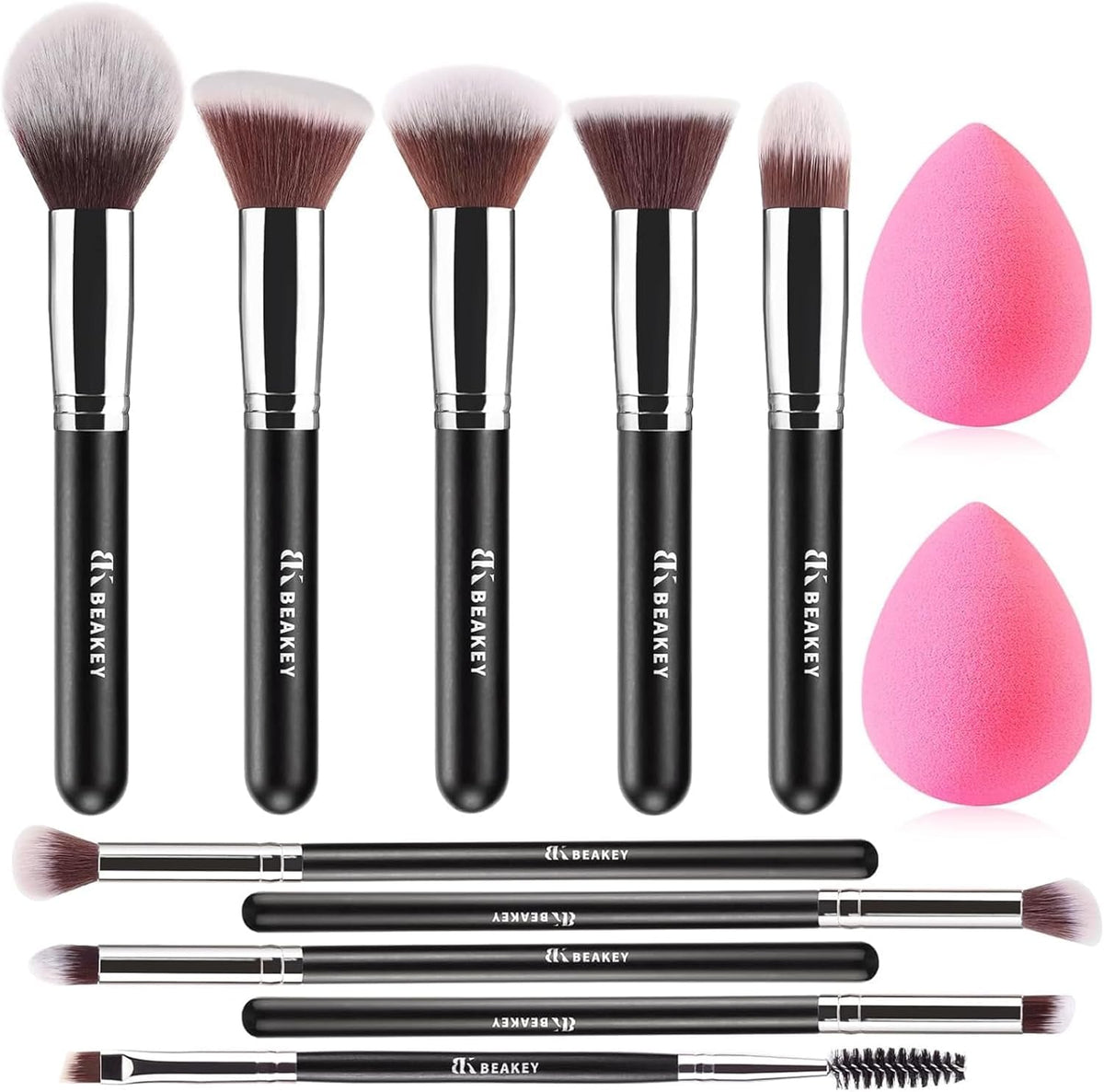 BEAKEY makeup brushes and blending sponge set
