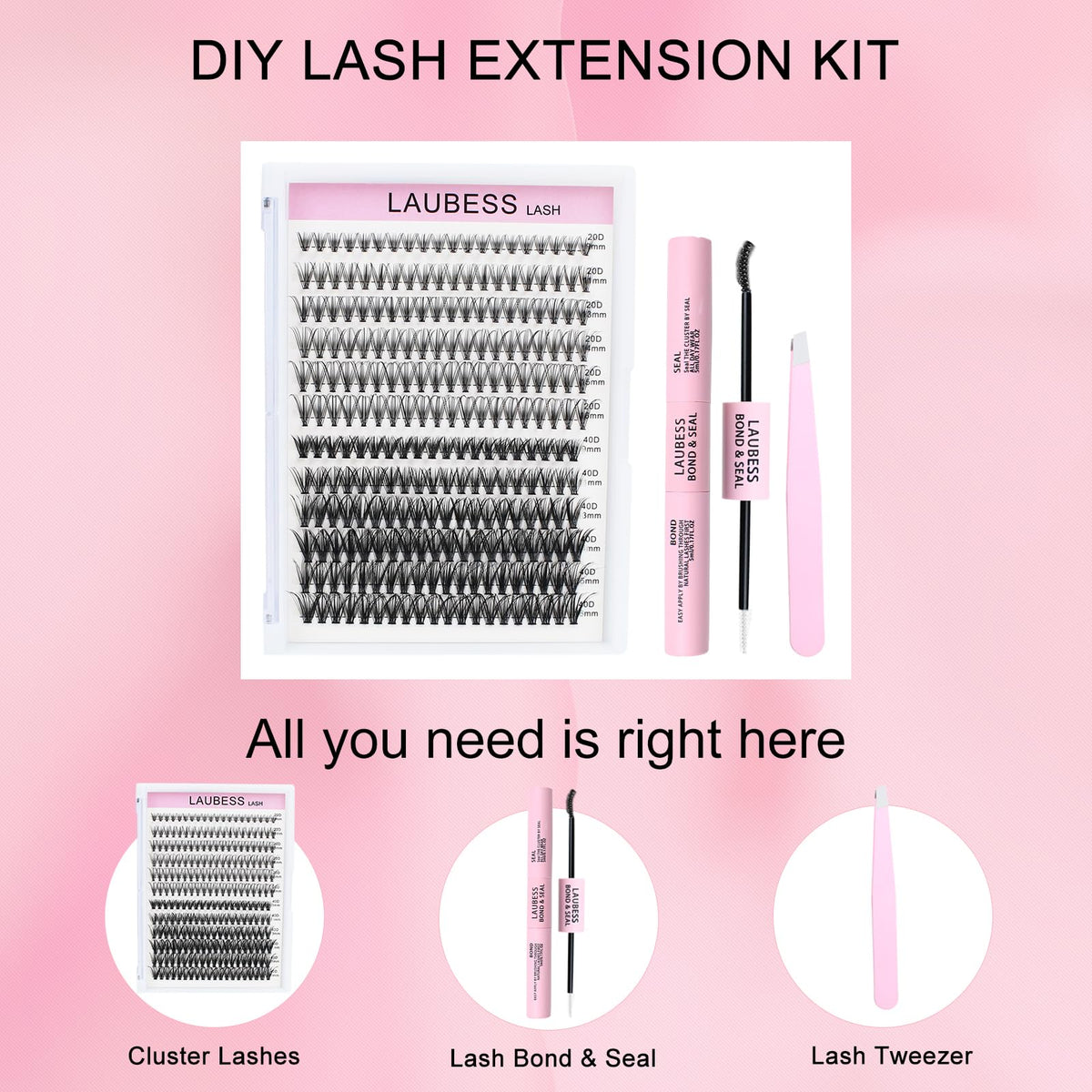 LAUBESS 20D/40D Lash Clusters Kit — 240 Pieces
