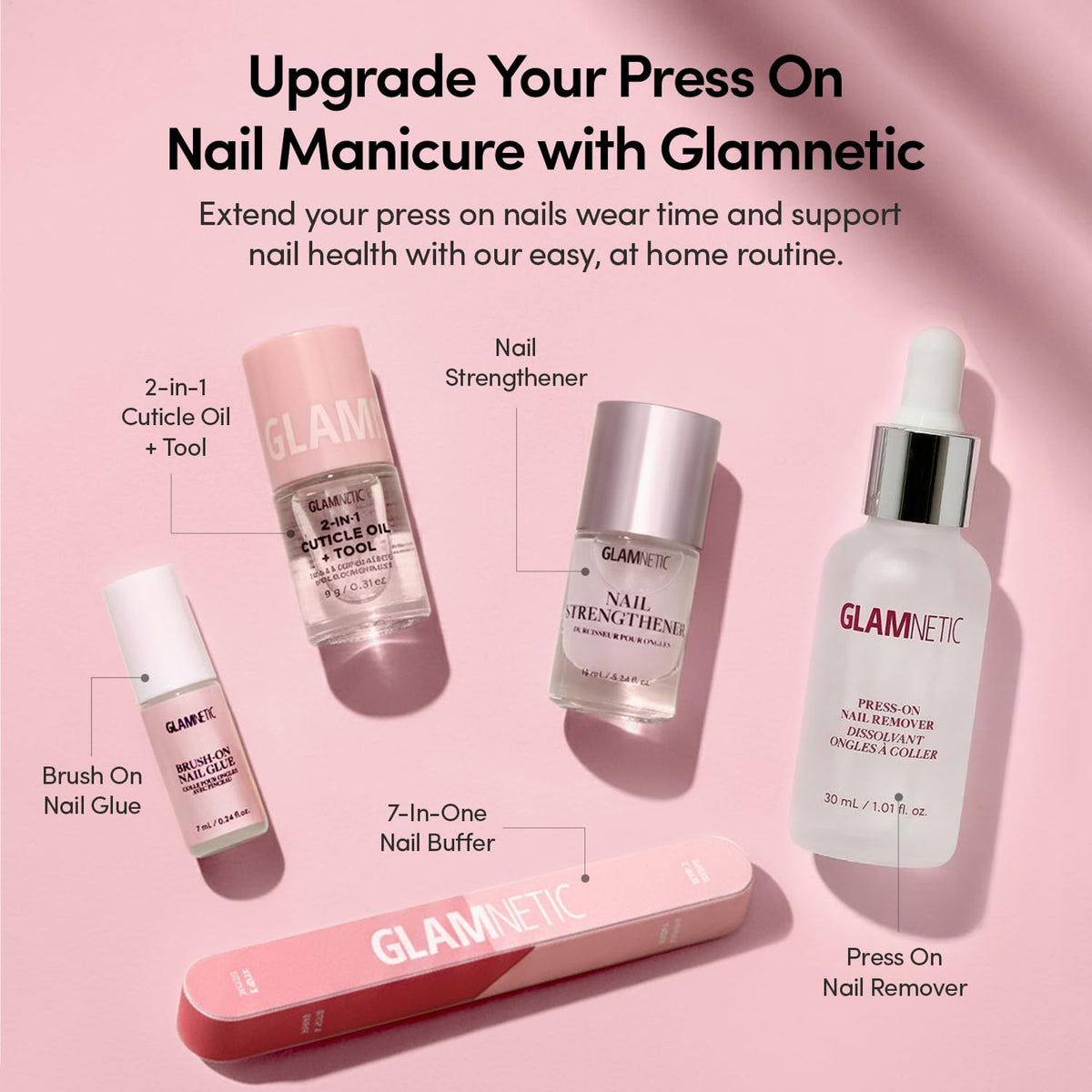Glamnetic Ma Damn French Tip Press-On Nails — Short Almond, 24-Piece Kit