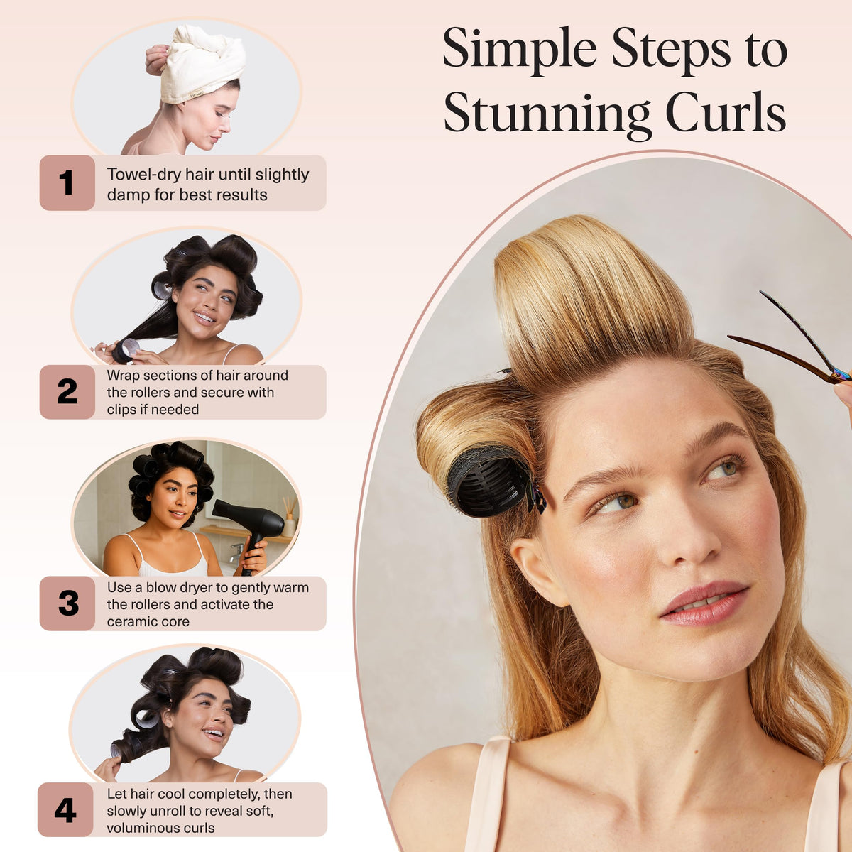 Kitsch Ceramic Thermal Self-Grip Hair Rollers — 8-Pack