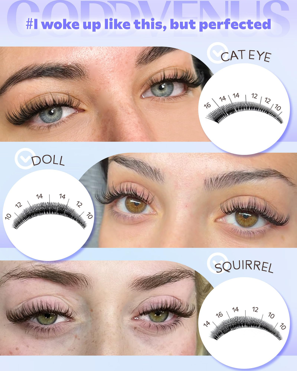 Goddvenus Wispy Lash Clusters Kit — 10–16 mm